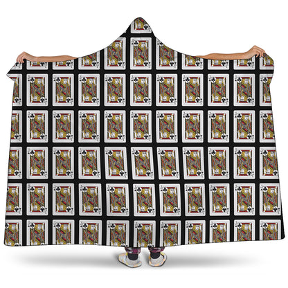 Jack Of Clubs Playing Card Pattern Print Hooded Blanket