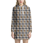 Jack Of Clubs Playing Card Pattern Print Hoodie Dress