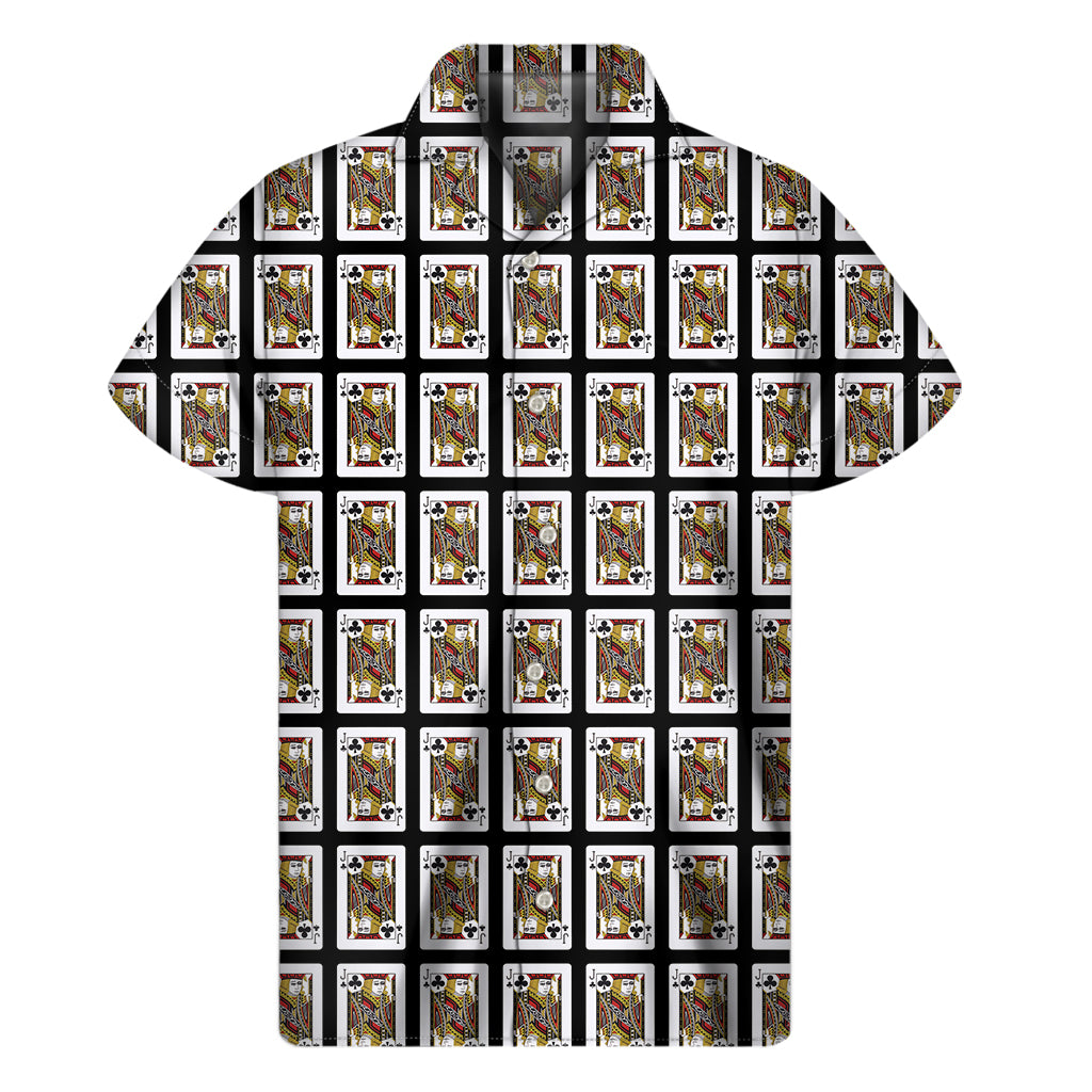 Jack Of Clubs Playing Card Pattern Print Men's Short Sleeve Shirt