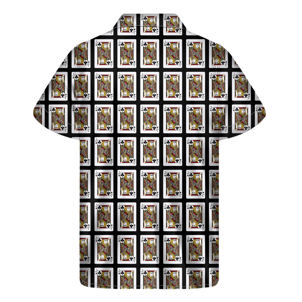 Jack Of Clubs Playing Card Pattern Print Men's Short Sleeve Shirt