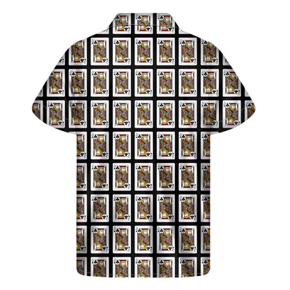Jack Of Clubs Playing Card Pattern Print Men's Short Sleeve Shirt