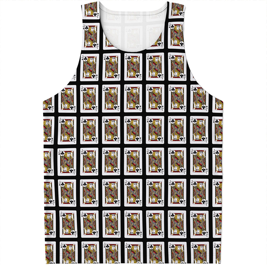 Jack Of Clubs Playing Card Pattern Print Men's Tank Top