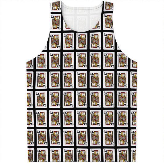 Jack Of Clubs Playing Card Pattern Print Men's Tank Top