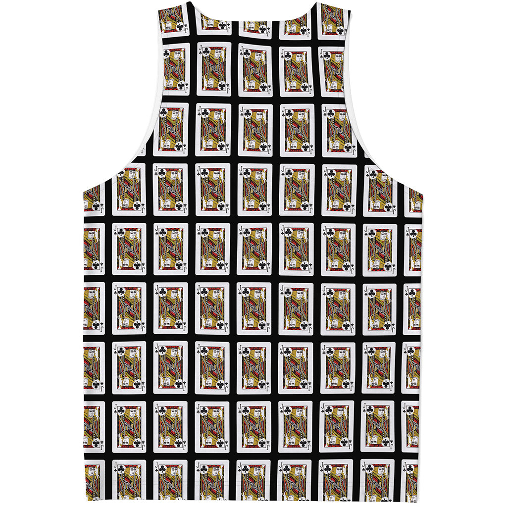 Jack Of Clubs Playing Card Pattern Print Men's Tank Top