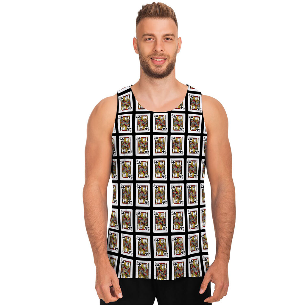 Jack Of Clubs Playing Card Pattern Print Men's Tank Top
