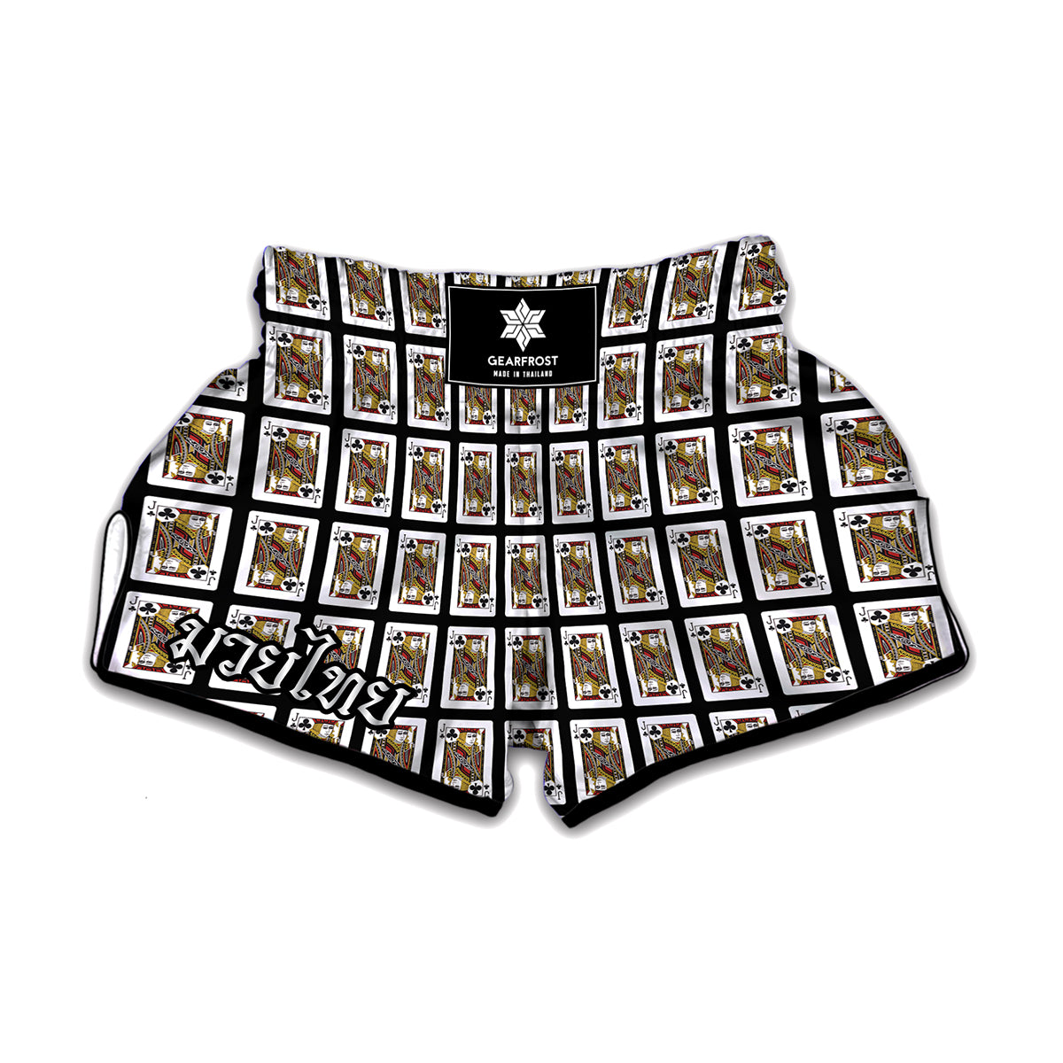 Jack Of Clubs Playing Card Pattern Print Muay Thai Boxing Shorts