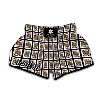 Jack Of Clubs Playing Card Pattern Print Muay Thai Boxing Shorts