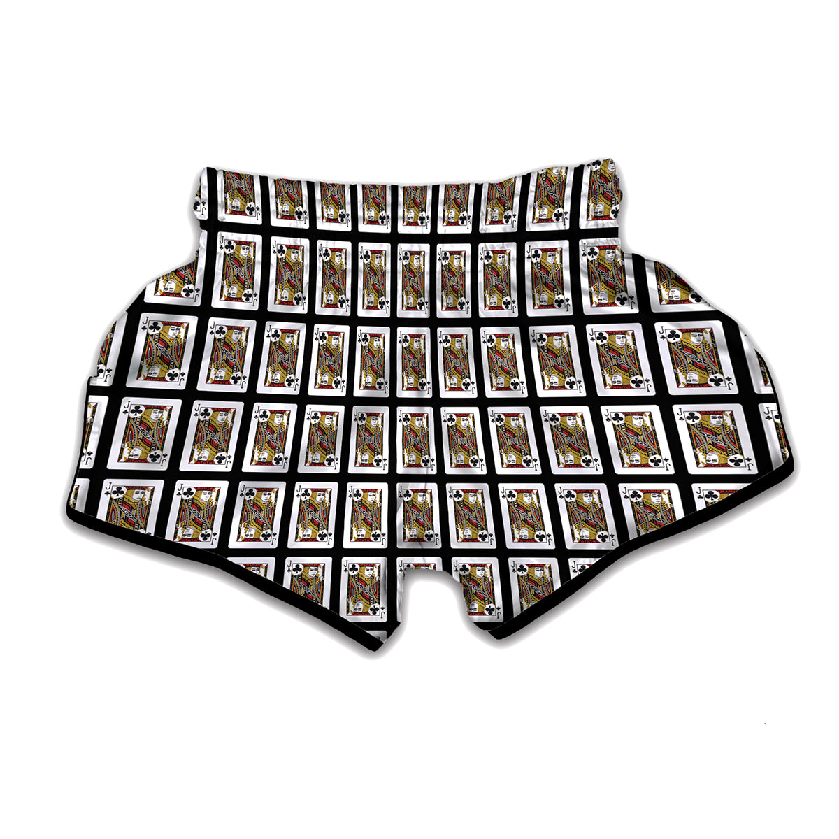 Jack Of Clubs Playing Card Pattern Print Muay Thai Boxing Shorts