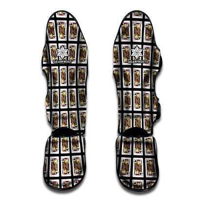 Jack Of Clubs Playing Card Pattern Print Muay Thai Shin Guard