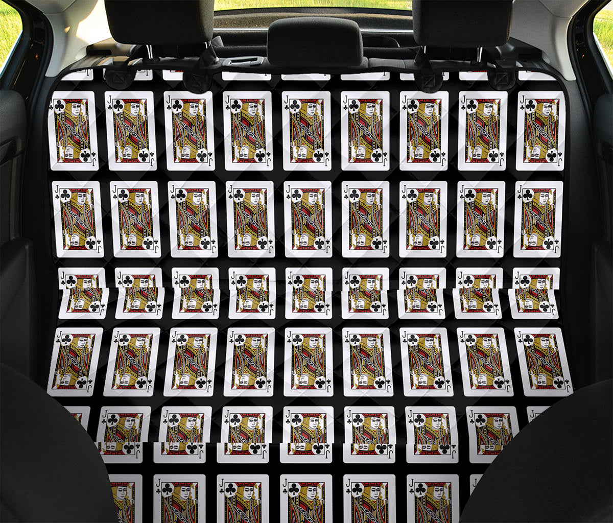 Jack Of Clubs Playing Card Pattern Print Pet Car Back Seat Cover
