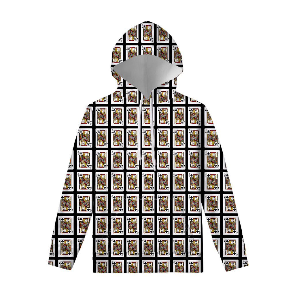 Jack Of Clubs Playing Card Pattern Print Pullover Hoodie