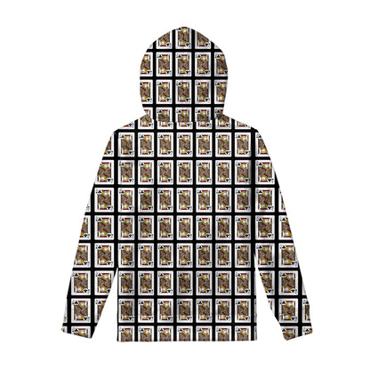 Jack Of Clubs Playing Card Pattern Print Pullover Hoodie