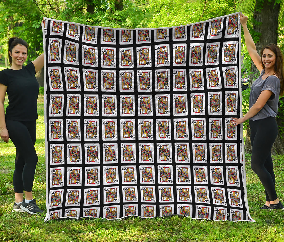 Jack Of Clubs Playing Card Pattern Print Quilt