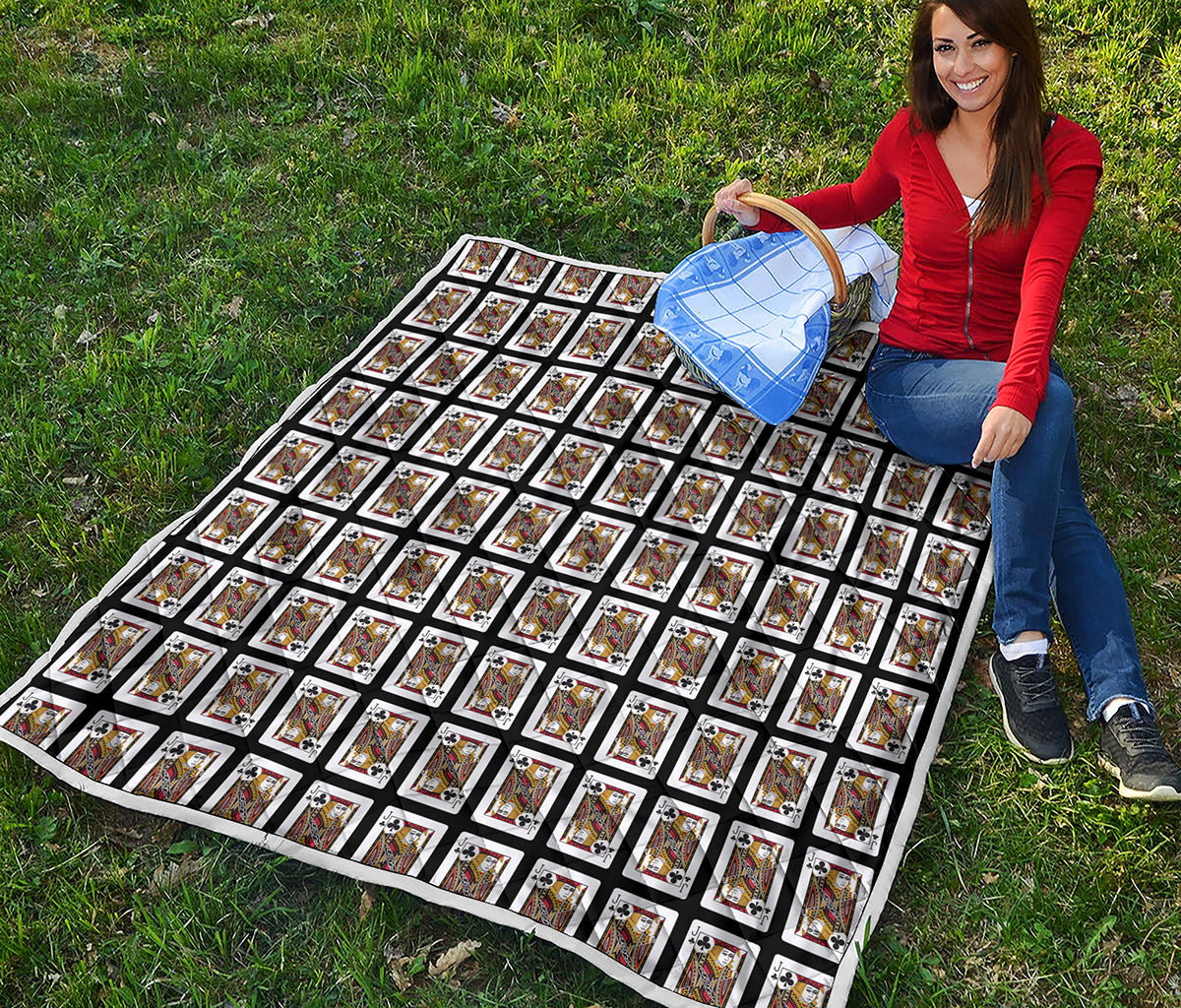 Jack Of Clubs Playing Card Pattern Print Quilt