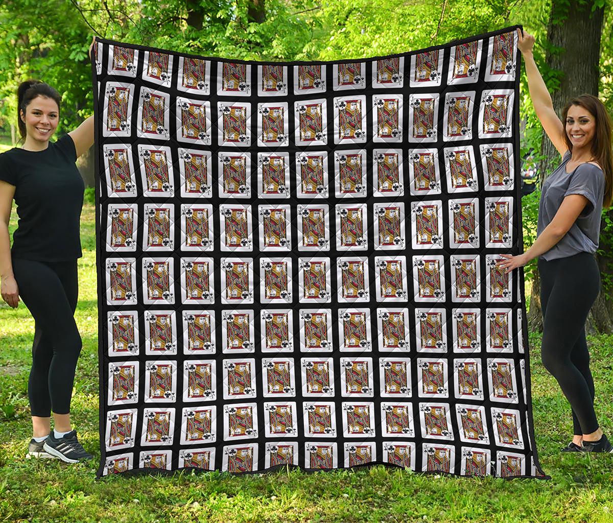 Jack Of Clubs Playing Card Pattern Print Quilt