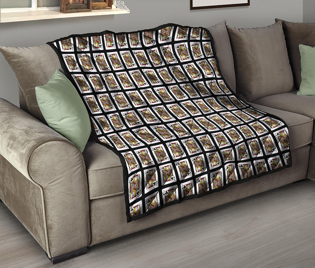 Jack Of Clubs Playing Card Pattern Print Quilt