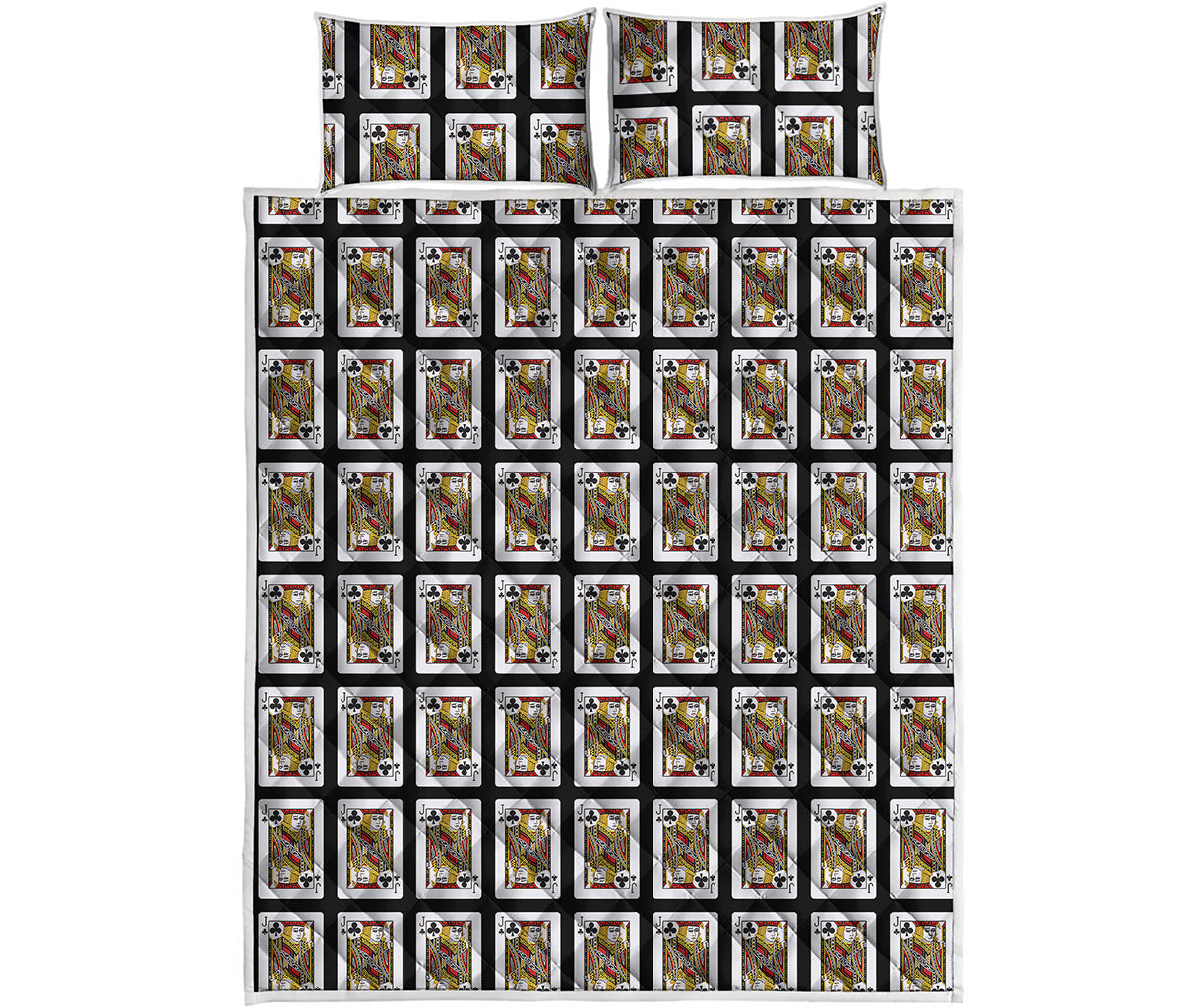 Jack Of Clubs Playing Card Pattern Print Quilt Bed Set