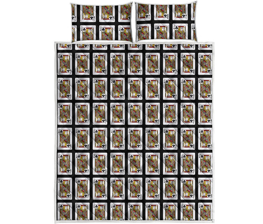 Jack Of Clubs Playing Card Pattern Print Quilt Bed Set