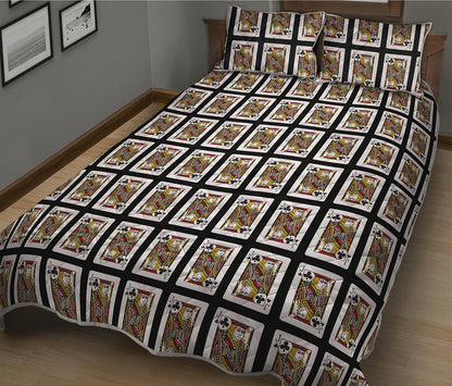 Jack Of Clubs Playing Card Pattern Print Quilt Bed Set