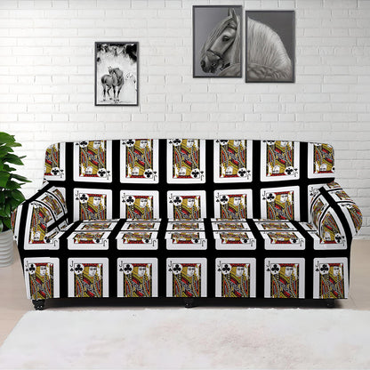 Jack Of Clubs Playing Card Pattern Print Sofa Cover