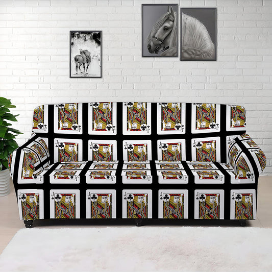 Jack Of Clubs Playing Card Pattern Print Sofa Cover