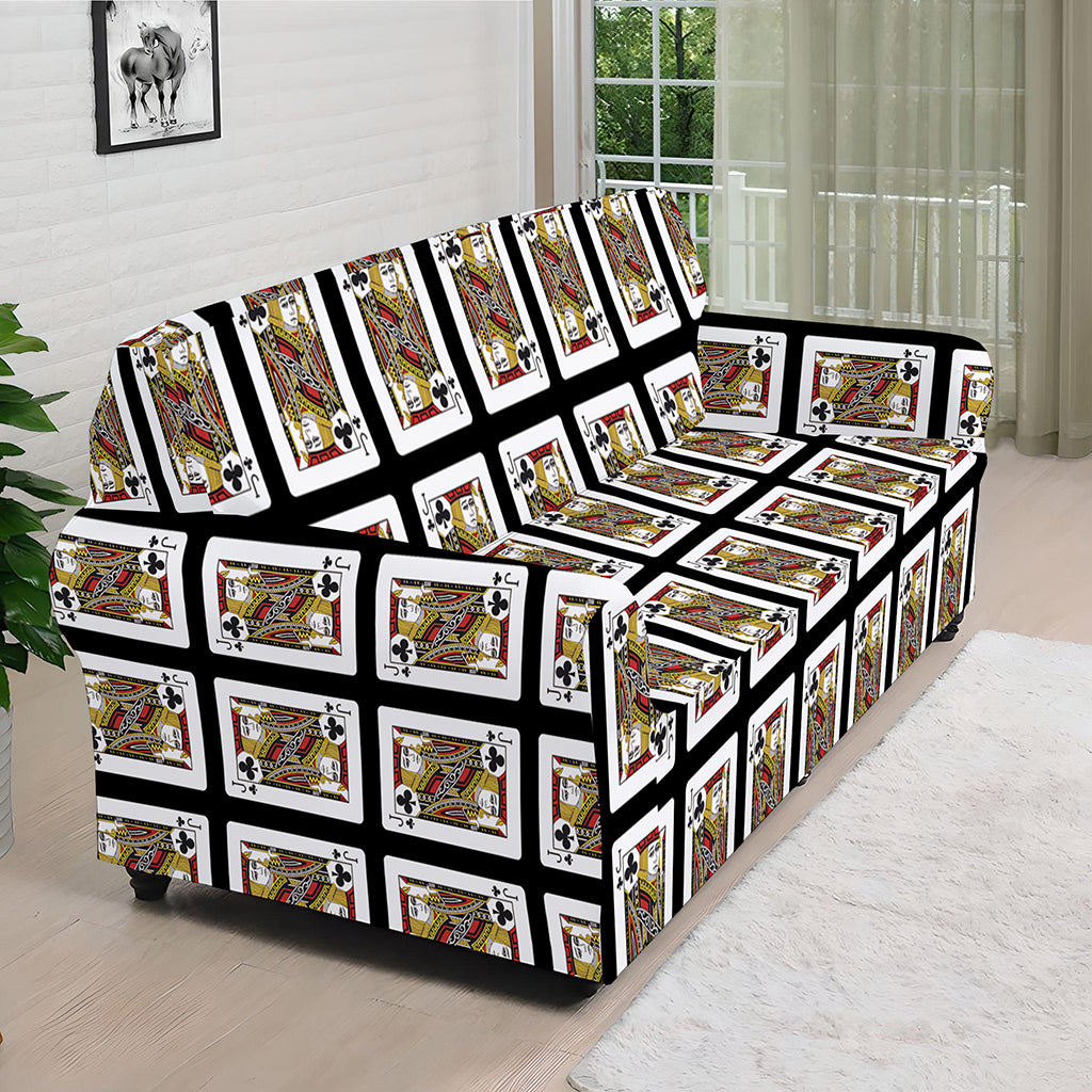 Jack Of Clubs Playing Card Pattern Print Sofa Cover