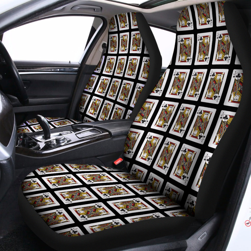 Jack Of Clubs Playing Card Pattern Print Universal Fit Car Seat Covers