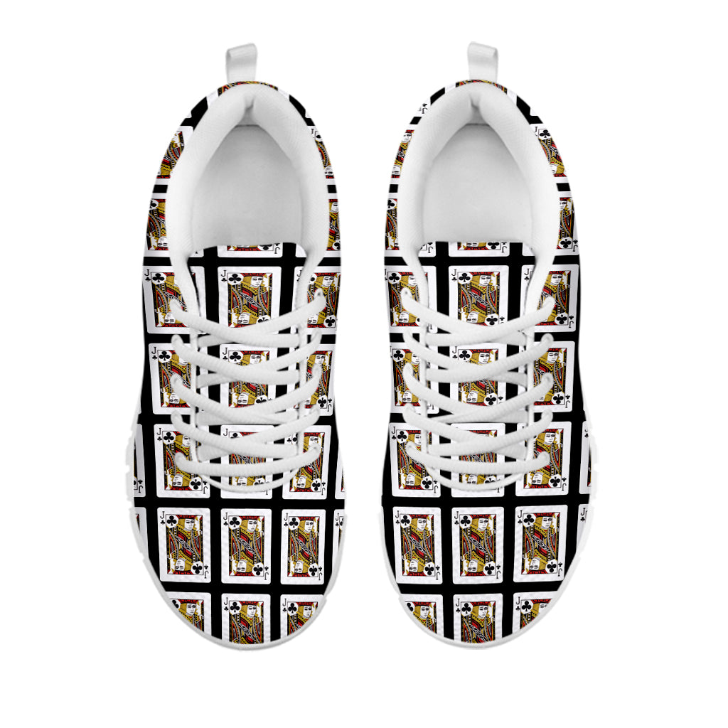 Jack Of Clubs Playing Card Pattern Print White Sneakers