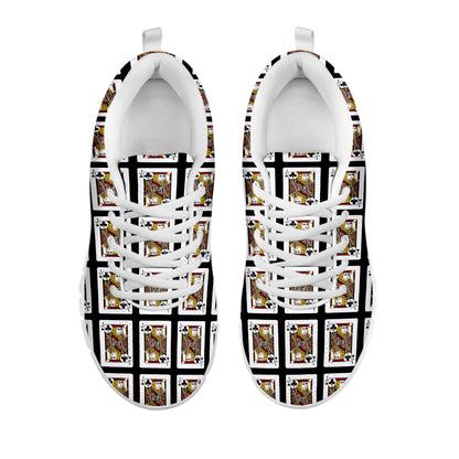 Jack Of Clubs Playing Card Pattern Print White Sneakers