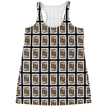 Jack Of Clubs Playing Card Pattern Print Women's Racerback Tank Top