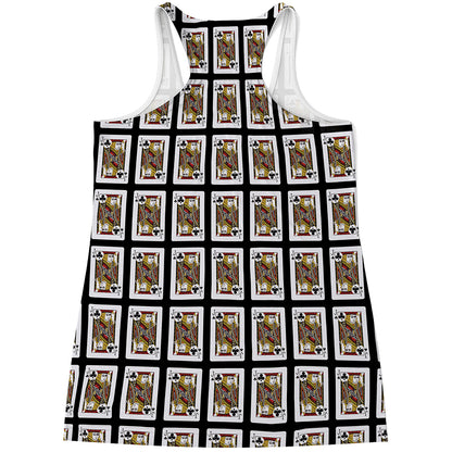 Jack Of Clubs Playing Card Pattern Print Women's Racerback Tank Top