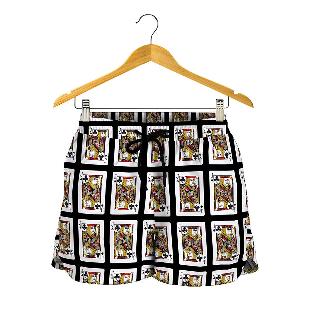 Jack Of Clubs Playing Card Pattern Print Women's Shorts