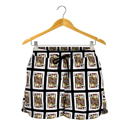 Jack Of Clubs Playing Card Pattern Print Women's Shorts
