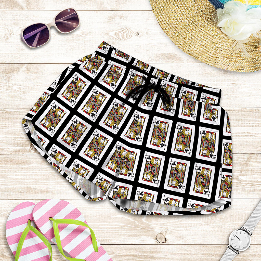 Jack Of Clubs Playing Card Pattern Print Women's Shorts
