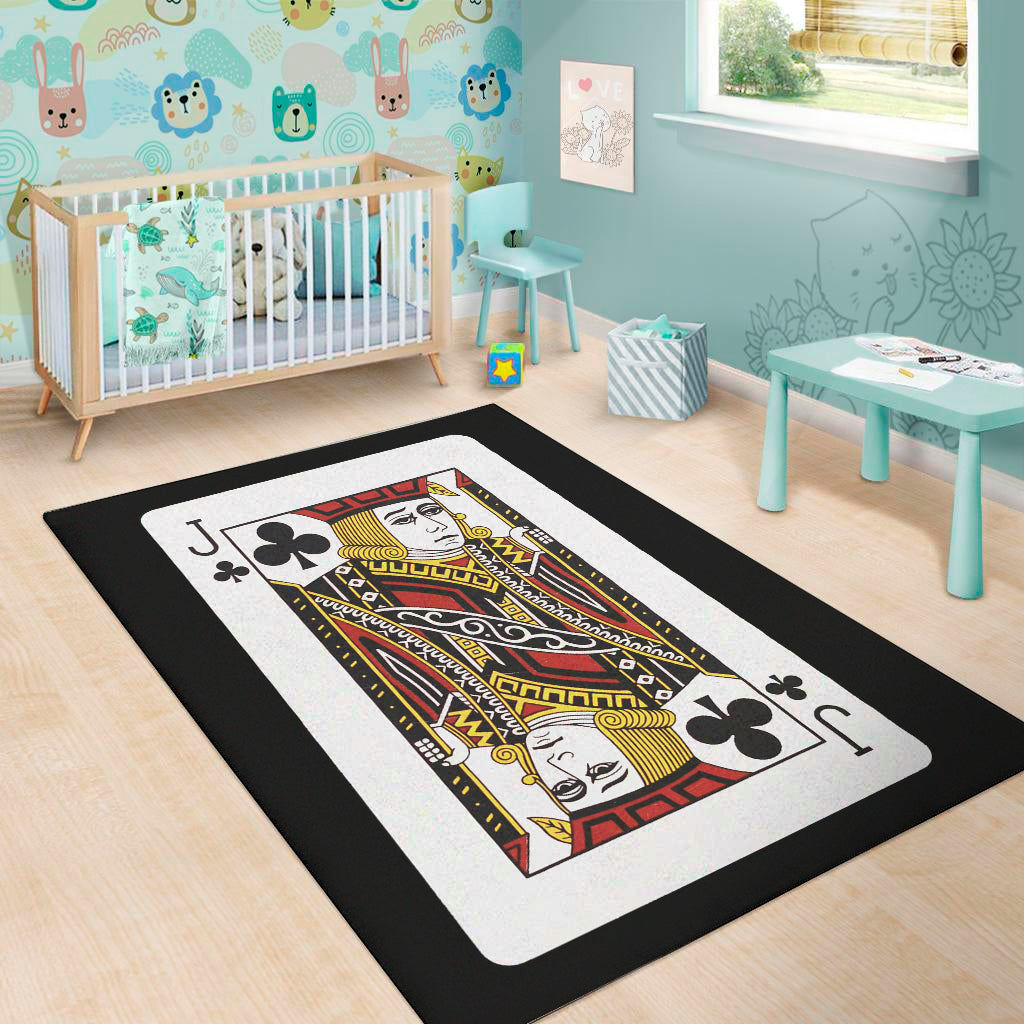 Jack Of Clubs Playing Card Print Area Rug