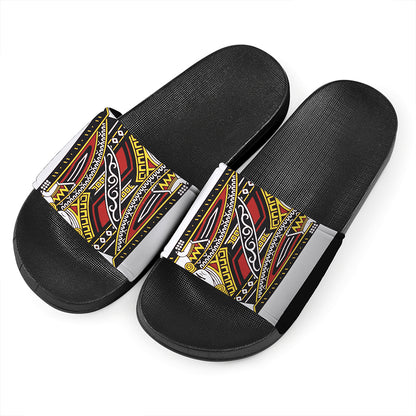 Jack Of Clubs Playing Card Print Black Slide Sandals