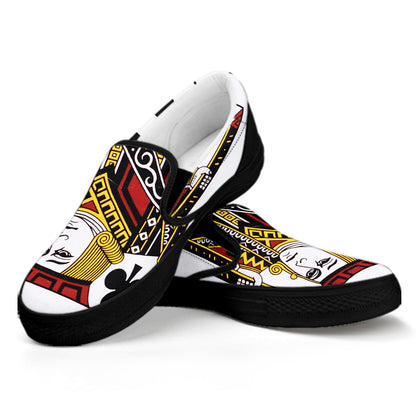 Jack Of Clubs Playing Card Print Black Slip On Shoes