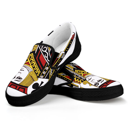 Jack Of Clubs Playing Card Print Black Slip On Shoes