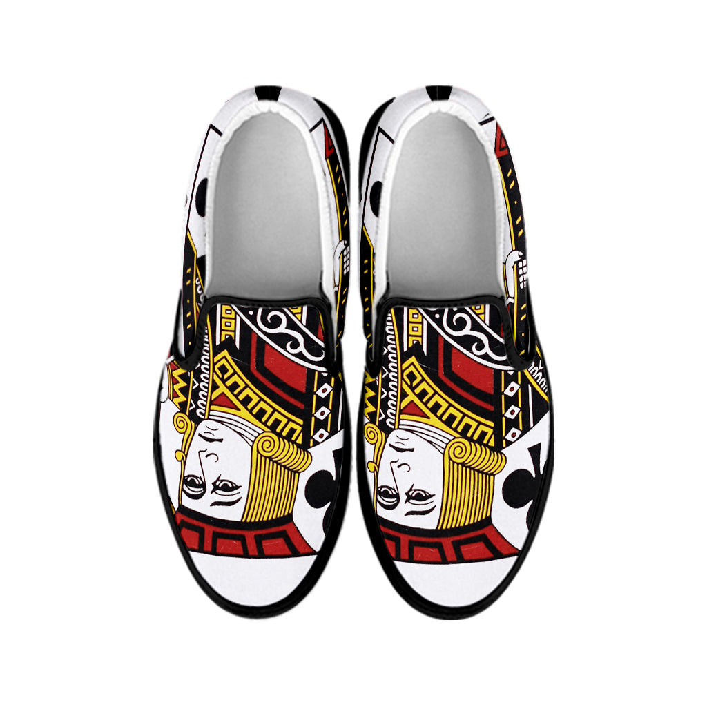 Jack Of Clubs Playing Card Print Black Slip On Shoes