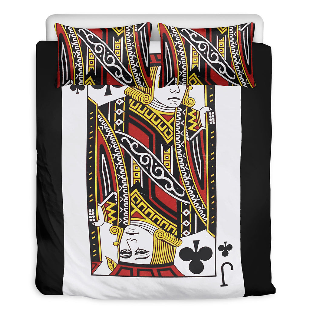 Jack Of Clubs Playing Card Print Duvet Cover Bedding Set