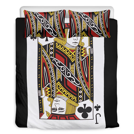 Jack Of Clubs Playing Card Print Duvet Cover Bedding Set