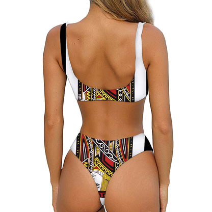 Jack Of Clubs Playing Card Print Front Bow Tie Bikini