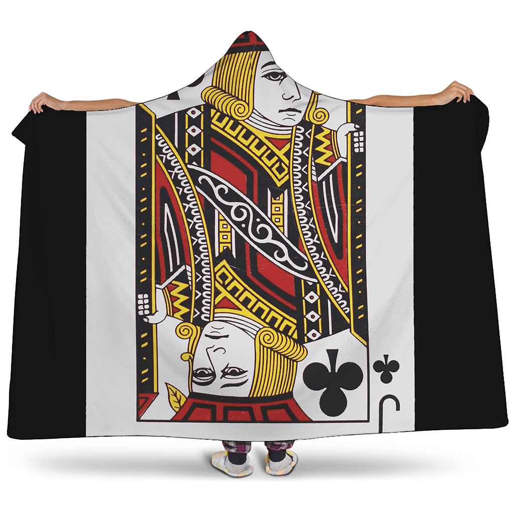 Jack Of Clubs Playing Card Print Hooded Blanket