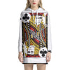 Jack Of Clubs Playing Card Print Pullover Hoodie Dress