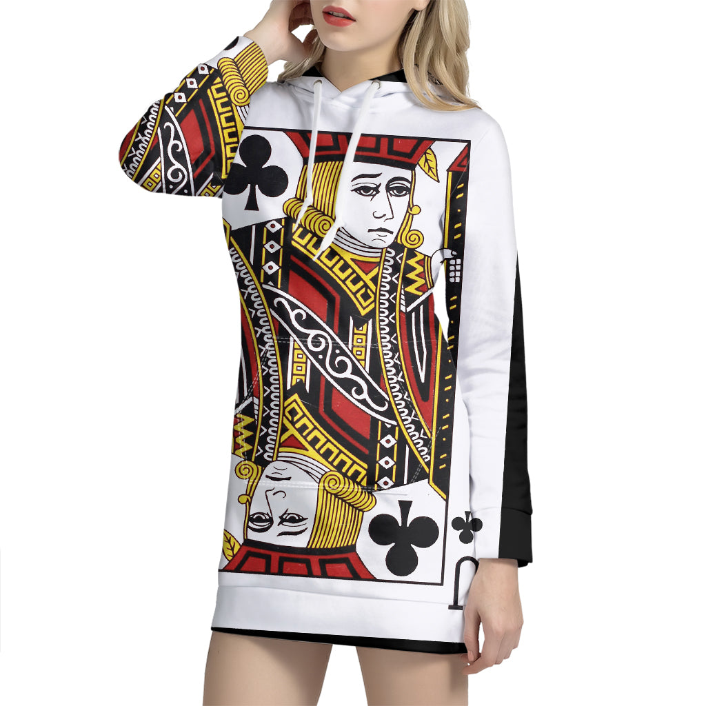 Jack Of Clubs Playing Card Print Pullover Hoodie Dress