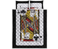 Jack Of Clubs Playing Card Print Quilt Bed Set