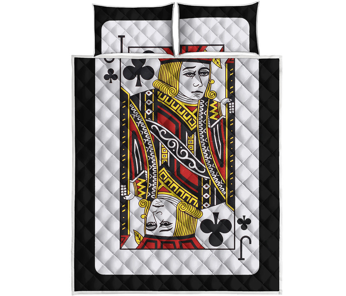 Jack Of Clubs Playing Card Print Quilt Bed Set