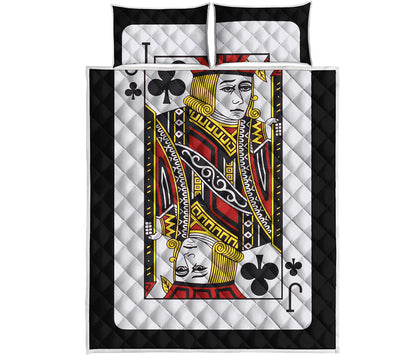 Jack Of Clubs Playing Card Print Quilt Bed Set