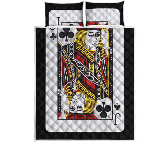 Jack Of Clubs Playing Card Print Quilt Bed Set