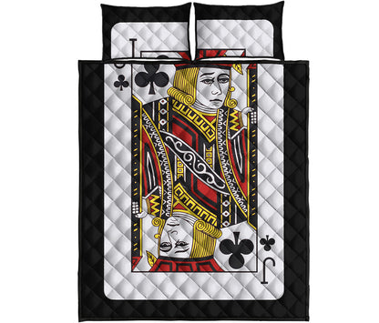 Jack Of Clubs Playing Card Print Quilt Bed Set